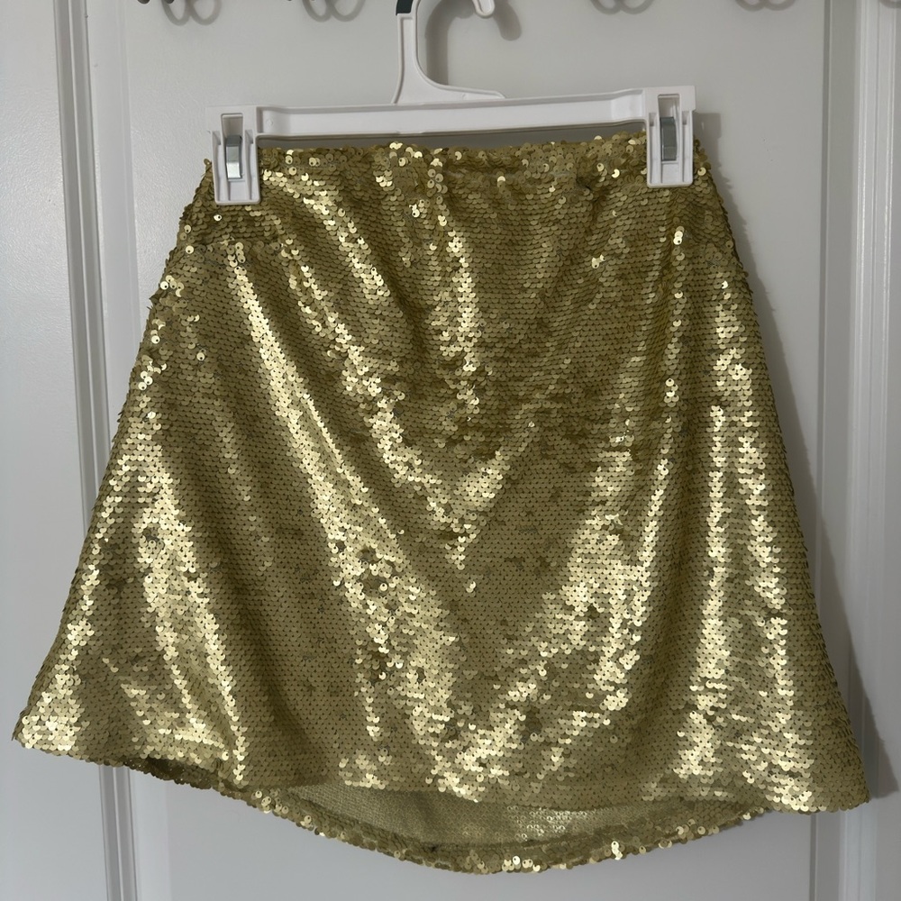 Anthropologie Gold Sequin mini Skirt